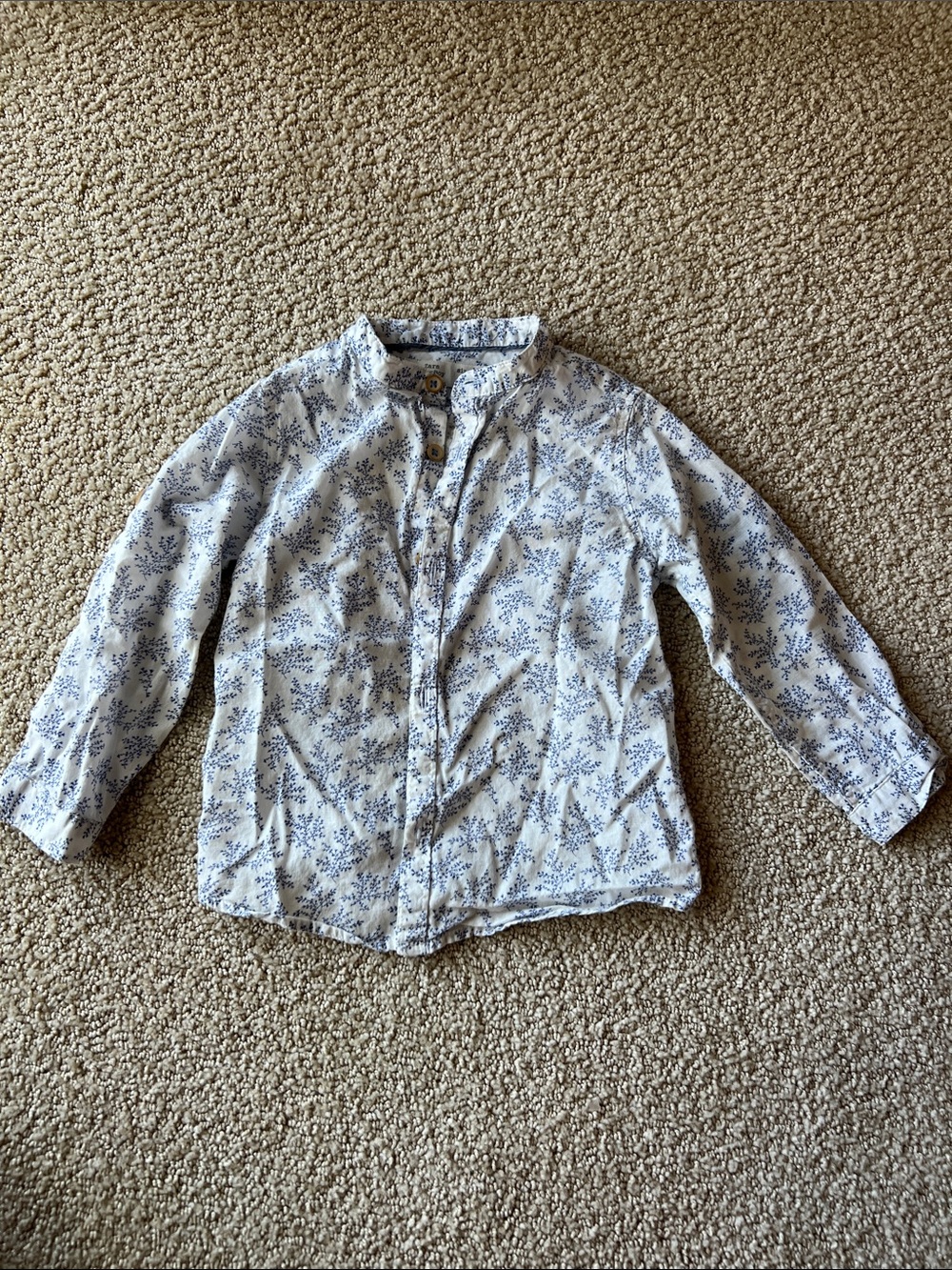 Zara White Shirt with Blue Botanical Print